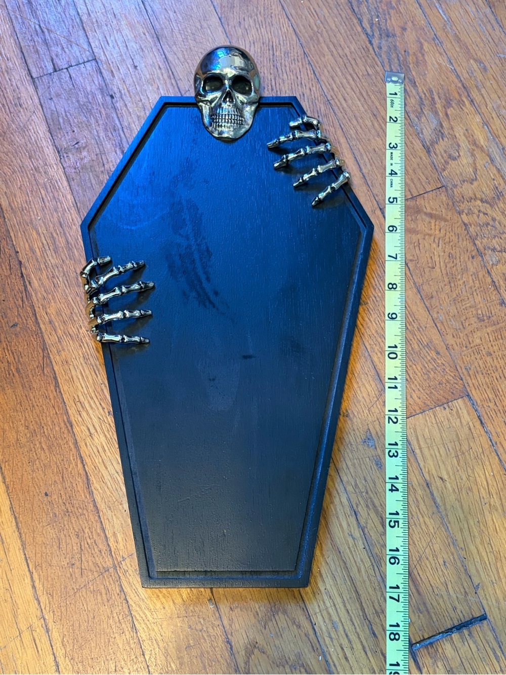 Gothic Coffin cheese board with Skull & Skeleton Hands